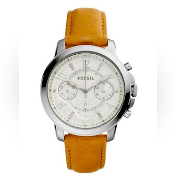 Fossil women’s leather strap watch brown